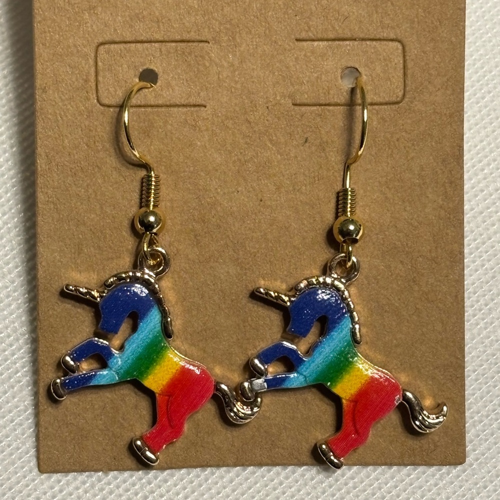 Rainbow‎ Unicorn Earrings for Kids